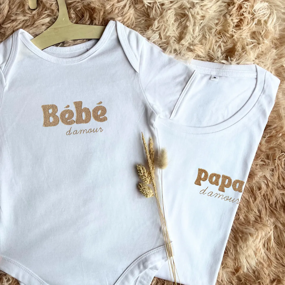 Duo broderies papa & bébé d'amour