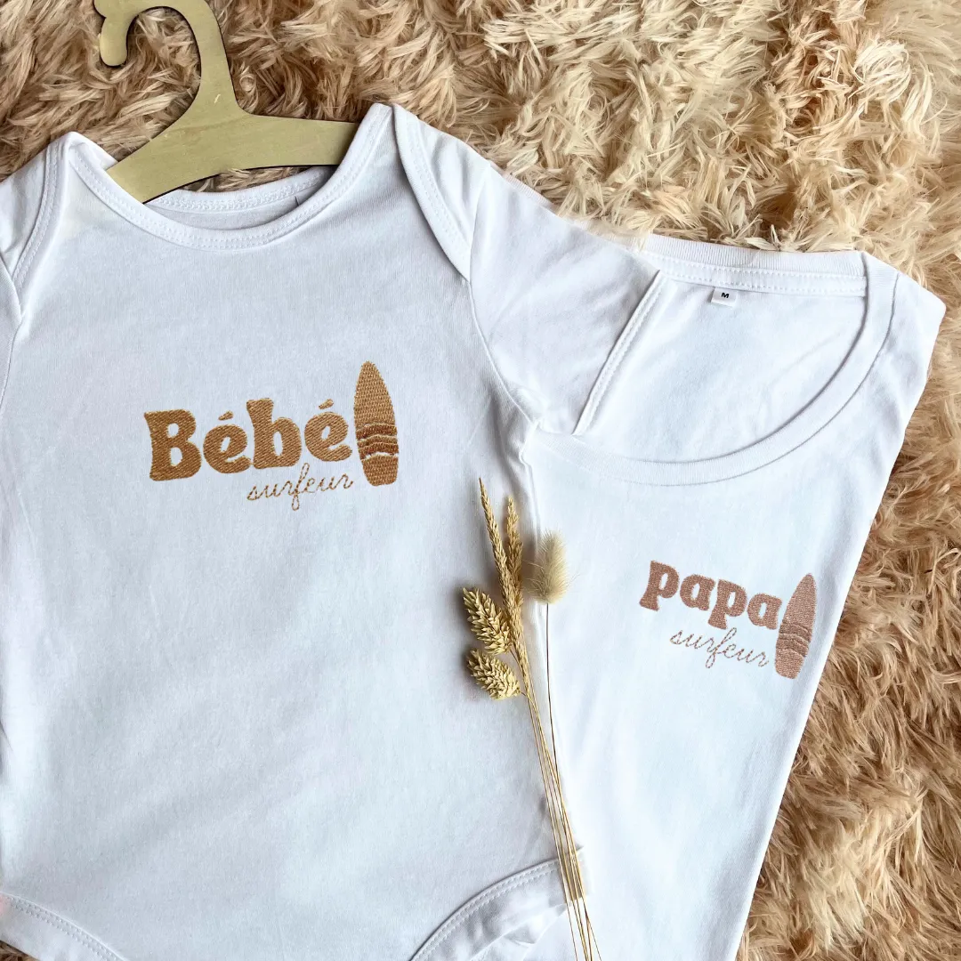 Duo broderies papa & bébé surfeur – Image 2