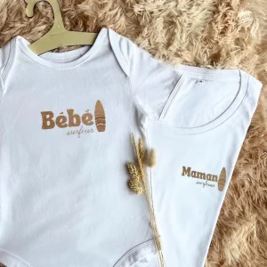 Duo broderies maman & bébé surfeur