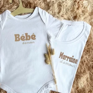 Duo broderies marraine & bébé d'amour