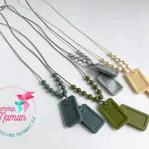 Collier d'allaitement JAMES, plaques d'armée, collier de dentition, portage, collier pour papa