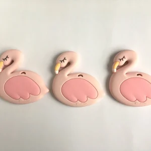 Jouet de dentition FLAMANT ROSE, jouet a mâchouiller, poussée dentaire, cadeau de shower