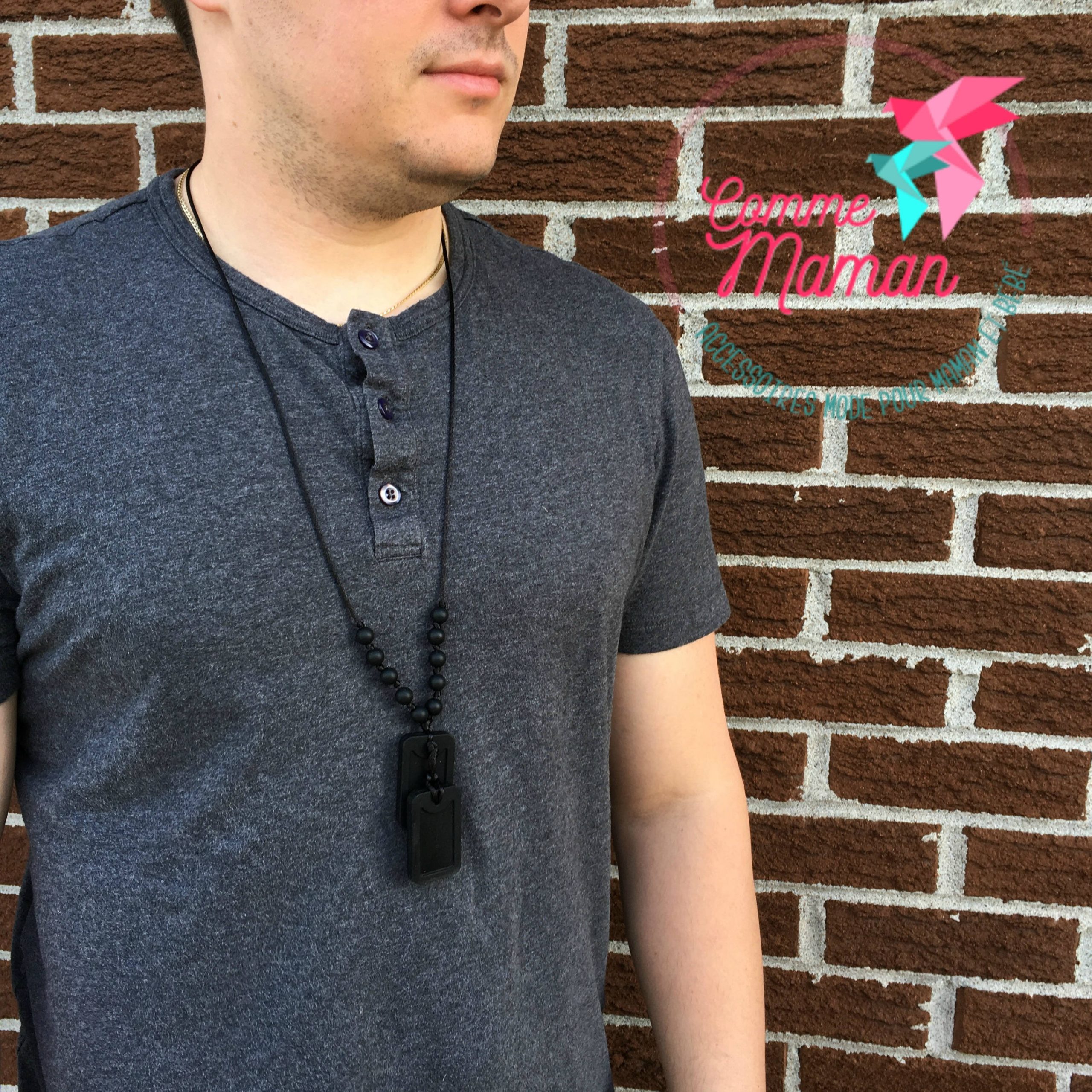 Collier d'allaitement JAMES, plaques d'armée, collier de dentition, portage, collier pour papa – Image 2