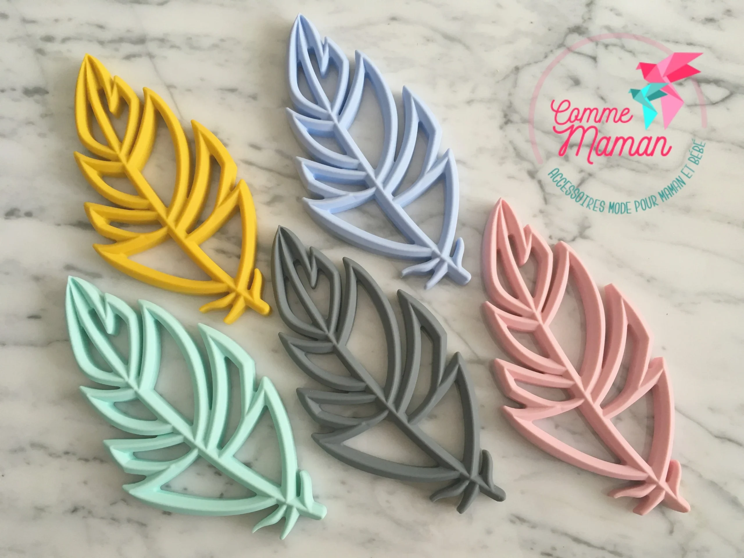 Jouet de dentition PLUME, jouet à mordiller, poussée dentaire, cadeau de shower