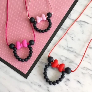 Collier pour enfant SOURIS ou collier d'allaitement, collier perles de silicone, Smash the cake, Cadeau d'anniversaire,