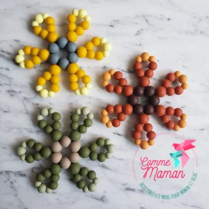 Jouet de dentition DAHLIA, collection Automne, fleur, poussée dentaire