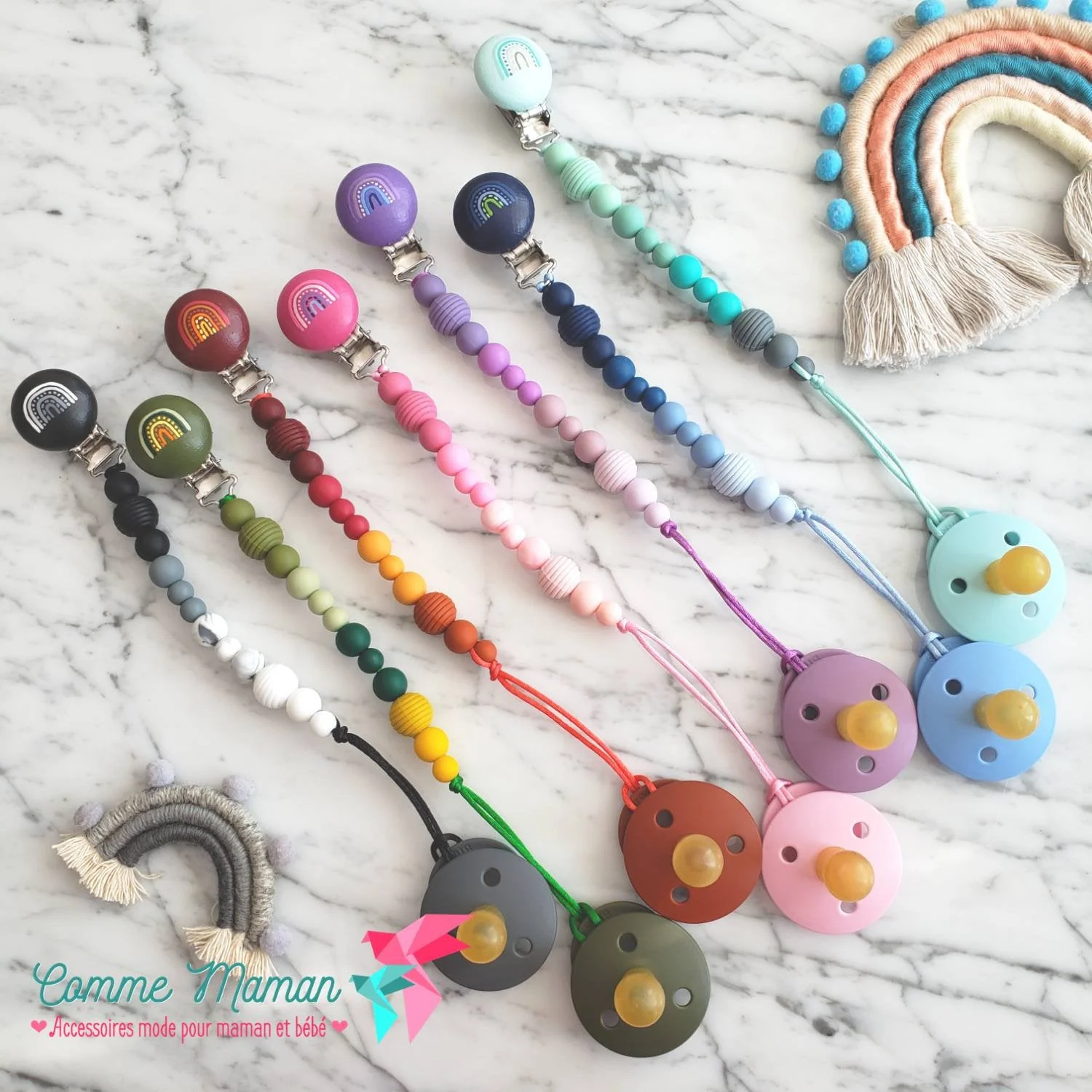 Attache-suce ARC-EN-CIEL, attache peint à la main, modèle SOFIA, cadeau de shower