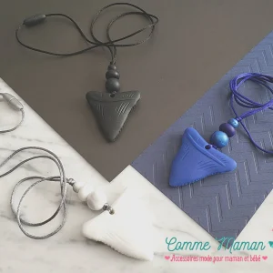 Collier pour enfant, DENT de la MER, requin, silicone alimentaire, collier de portage, collier pour homme, papa, Cadeau shower