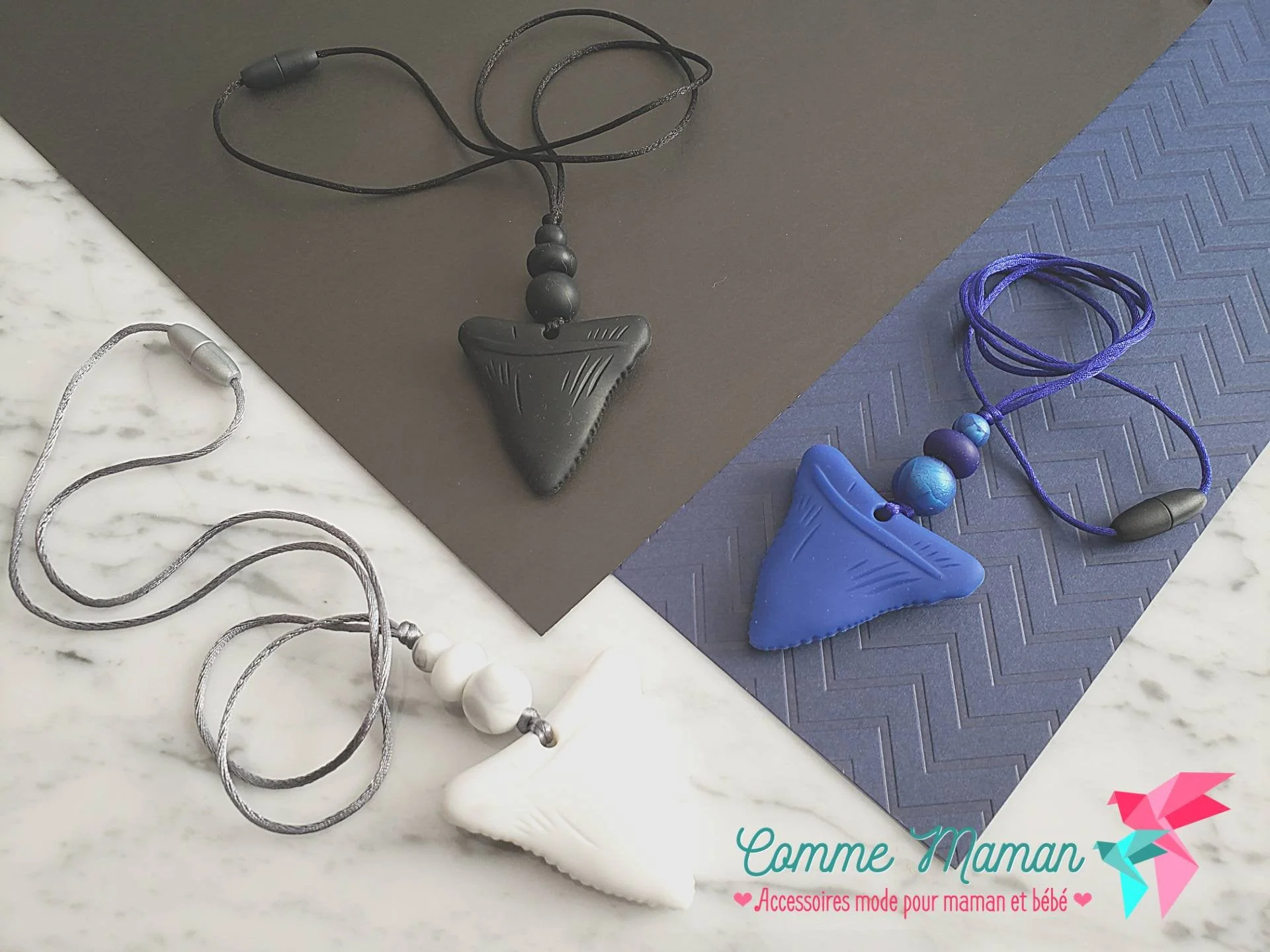 Collier pour enfant, DENT de la MER, requin, silicone alimentaire, collier de portage, collier pour homme, papa, Cadeau shower