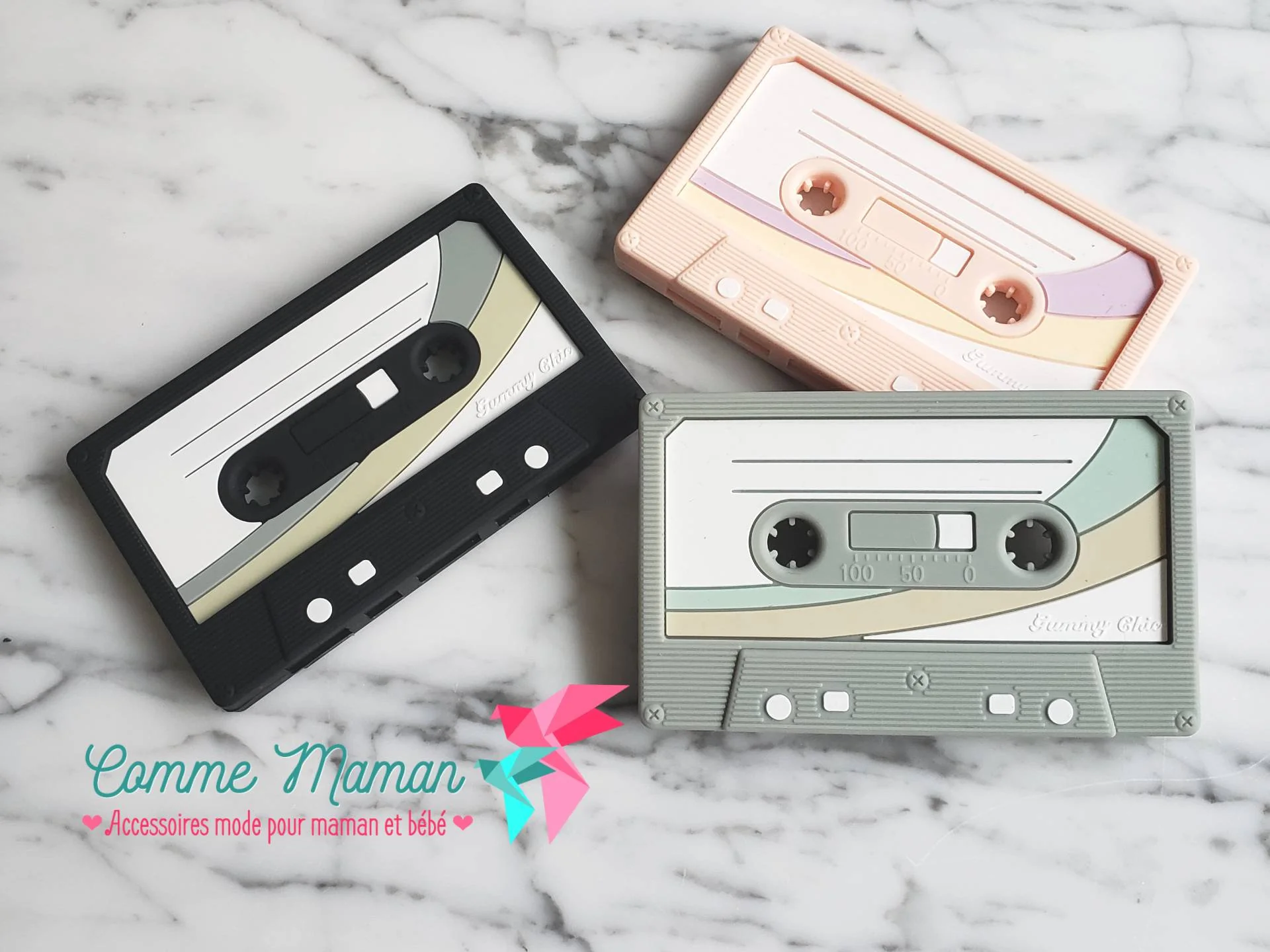 Jouet de dentition CASSETTE, accessoire de dentition en silicone alimentaire, jouet à mordiller, poussée dentaire, cadeau de shower