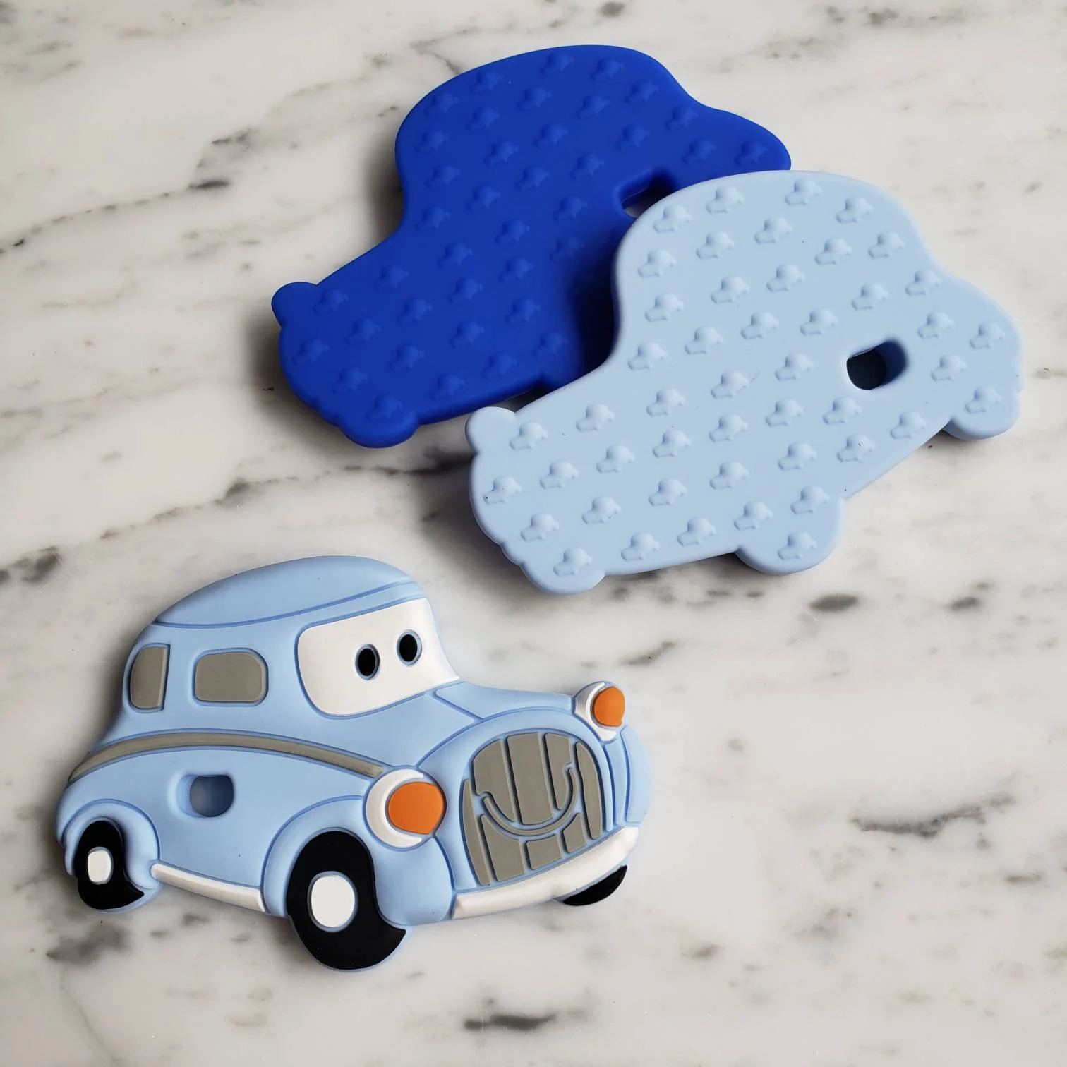 Jouet de DENTITION VOITURE, silicone alimentaire, jouet à machouiller, poussée dentaire, cadeau de shower – Image 2