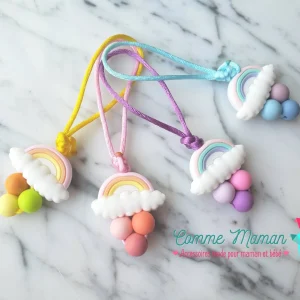 Tirette ARC-EN-CIEL pour fermeture éclair, zipette, aide l'autonomie des petit, accessoire sensoriel, bille de silicone