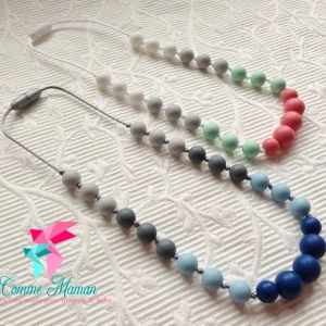 Collier pour enfant ALICE, perle de silicone, attache clip sécuritaire