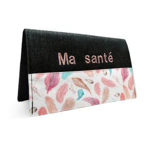Protège carnet de santé personnalisé Lolikö Plume rose