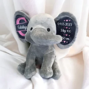 Eléphant personnalisé, peluche, doudou