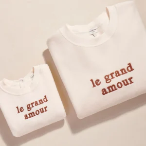 Le duo de Sweats Le grand amour femme / enfant en polaire recyclée - crème