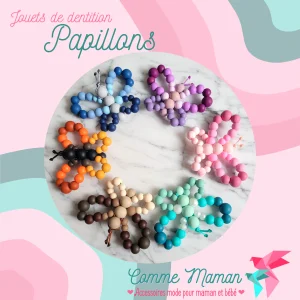 Jouet de dentition PAPILLON, Fait a la main, design original Comme Maman