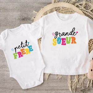 Body et tshirt duo grand frère petite soeur