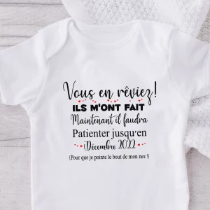 Body bébé personnalisé annonce grossesse "Vous en rêviez"