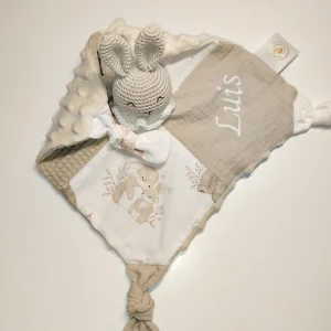 doudou d'éveil sensoriel lapin beige