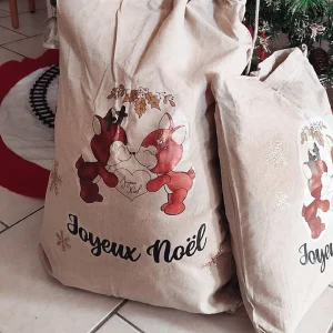 ✨ Hotte de Noël en toile de coton – modèle Rosie et Séraphin grand modèle dispo✨