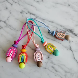 Tirette ARC-EN-CIEL MODERNE pour fermeture éclair, zipette, aide l'autonomie des petit, accessoire sensoriel, bille de silicone (Copie)