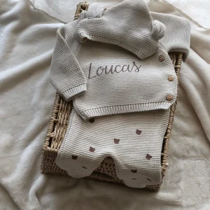 Ensemble capuche ourson - Petit cœur