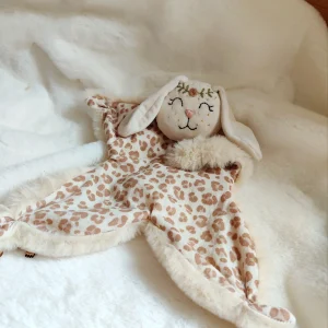 Doudou lapin écru -  modèle léopard clair disponible