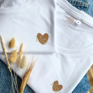 Duo broderies cœur & initiales