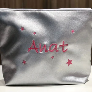Trousse de toilette personnalisée Simili cuir argent