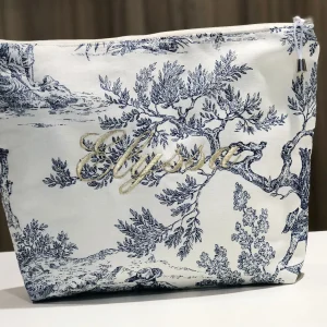 Trousse de toilette personnalisée Toile de jouy marine